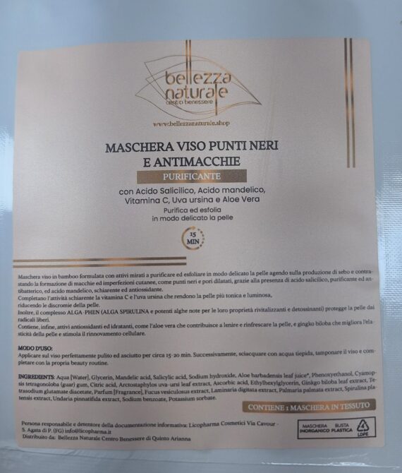 Maschera Viso Monouso Purificante – Punti Neri & Antimacchie