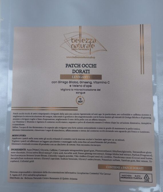 Patch Occhi Dorati Monouso – Effetto Lifting con Ginkgo Biloba, Ginseng e Veleno di Vipera