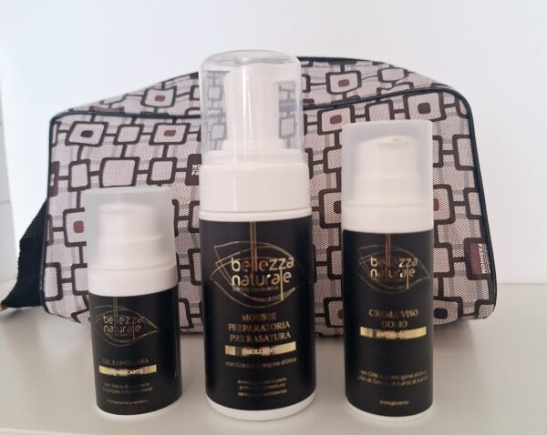 Set Viso Uomo Antifatica – Crema, Mousse Pre-Rasatura e Gel Dopobarba | 100% Naturale + POCHETTE